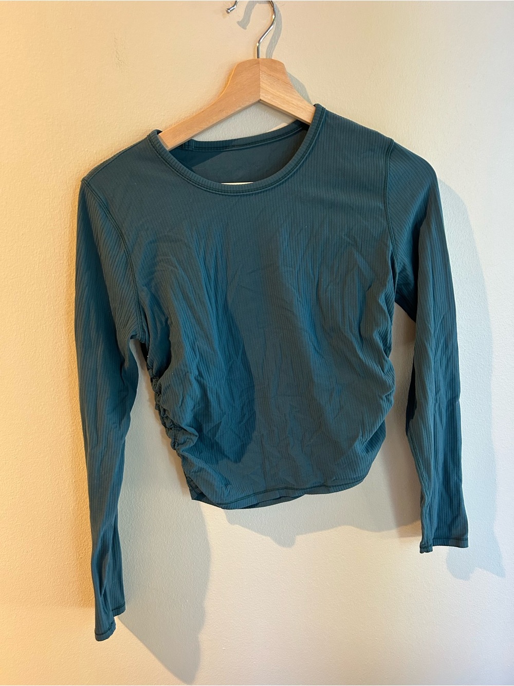 lululemon athletica Ribbed Long-Sleeve Crewneck Top in Teal Blue